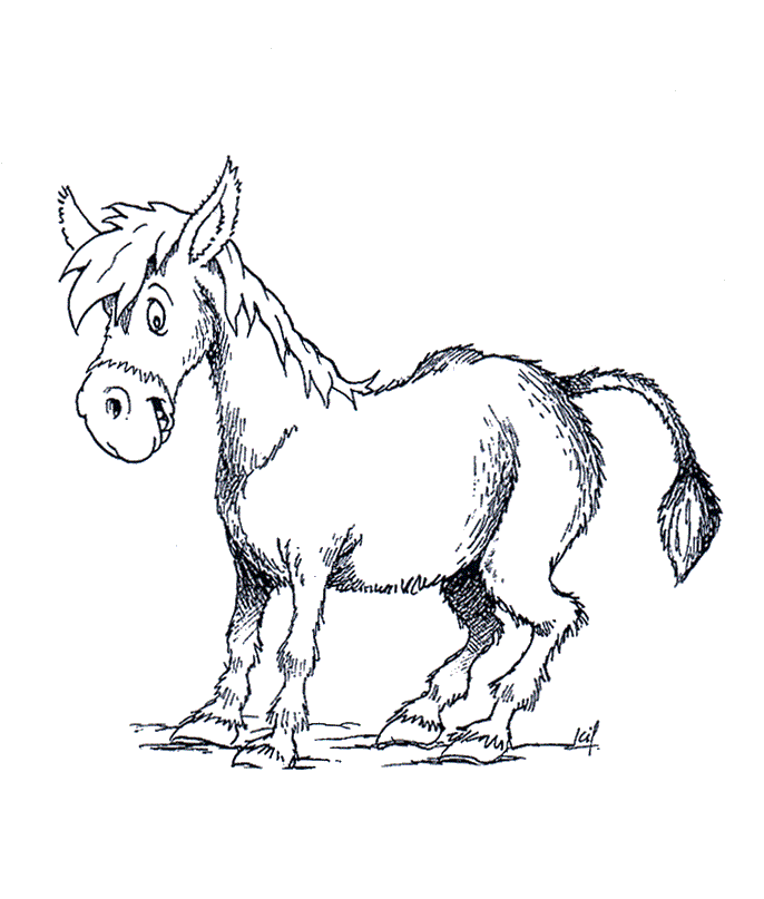 Coloriage Petit âne espiègle tirant la langue - Âne à imprimer