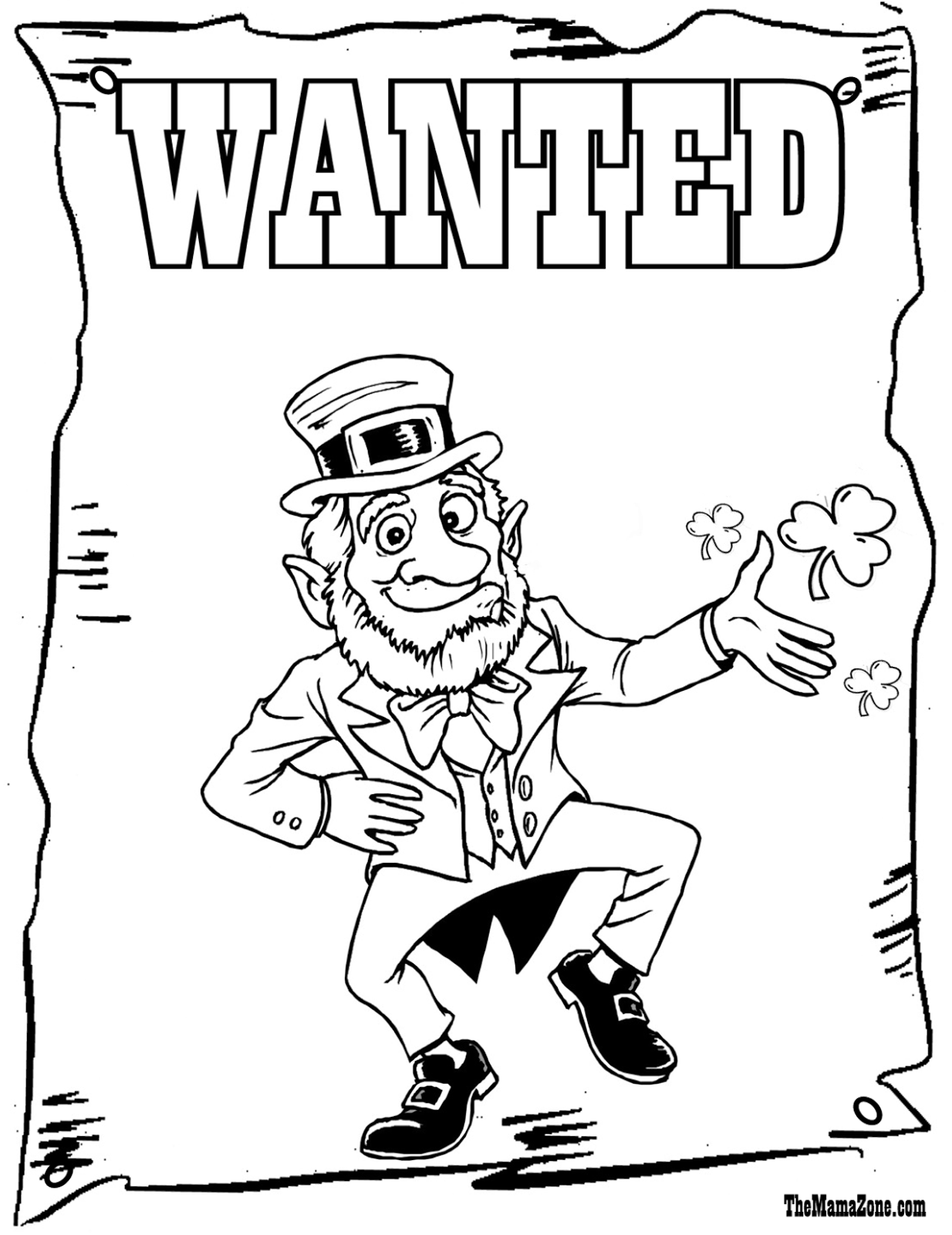 Coloriage Incridible Saint Patrick Wanted - Saint Patrick à imprimer