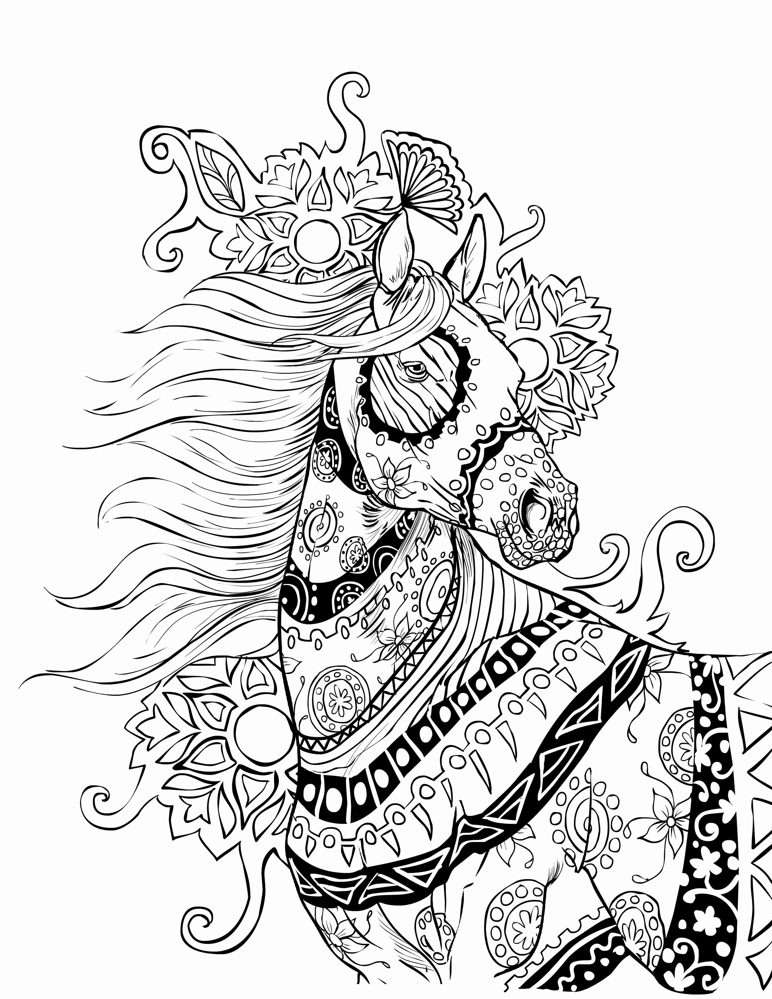 Coloriage Incroyable Cheval Mandala Adulte - Adulte cheval à imprimer