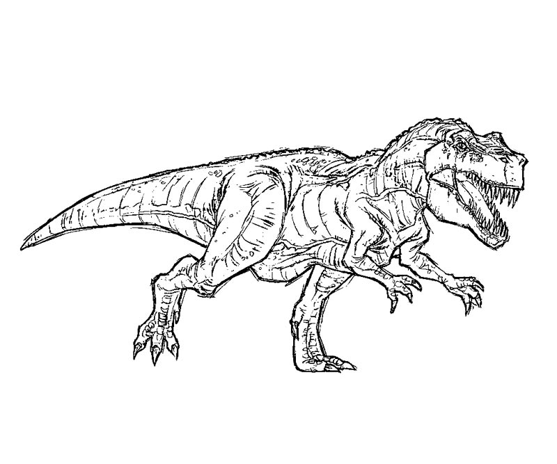 Coloriage Indominus Rex créature hybride Jurassic - Jurassic world park à imprimer