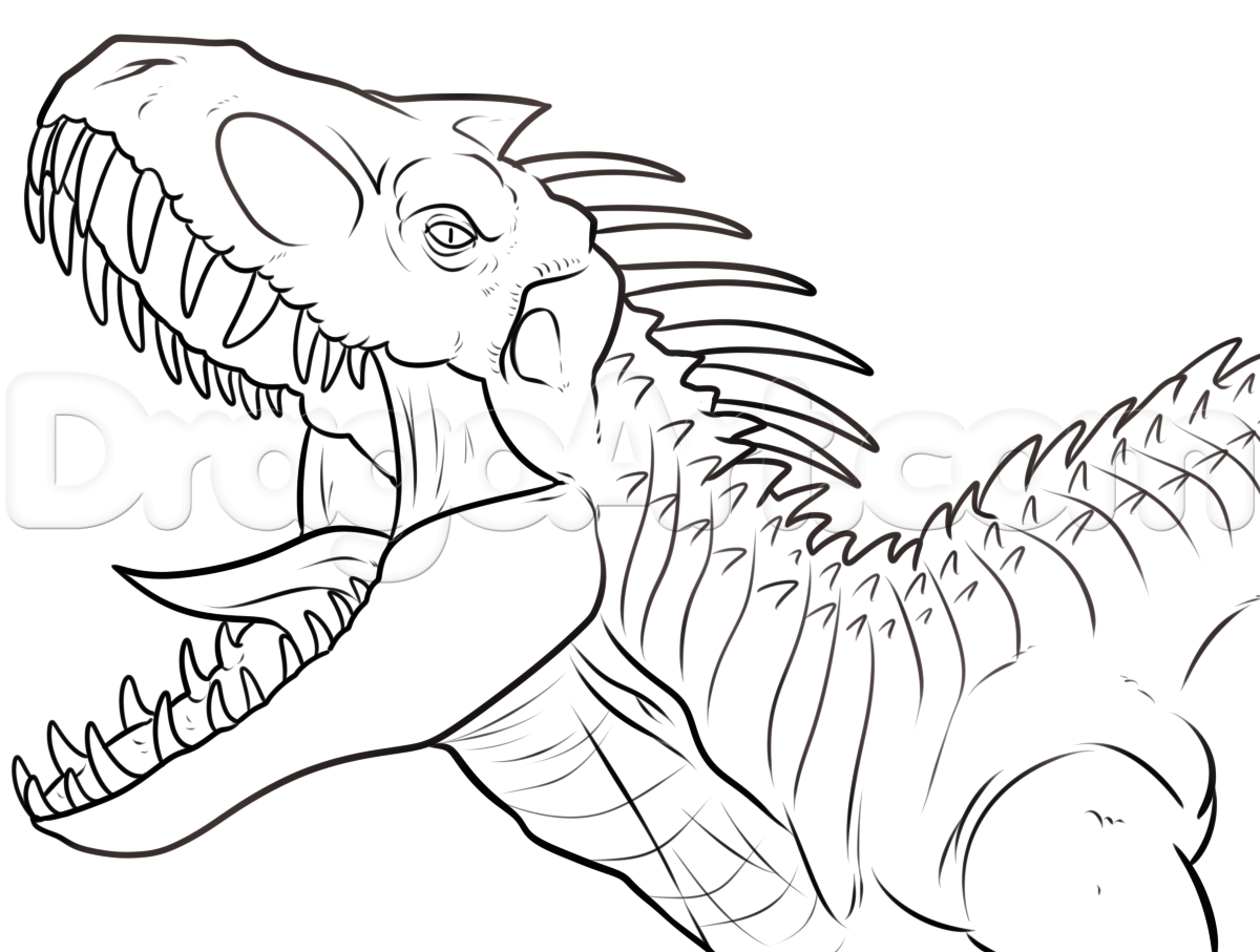 Coloriage Indominus Rex Jurassic Park Dinosaure - Jurassic world park à imprimer