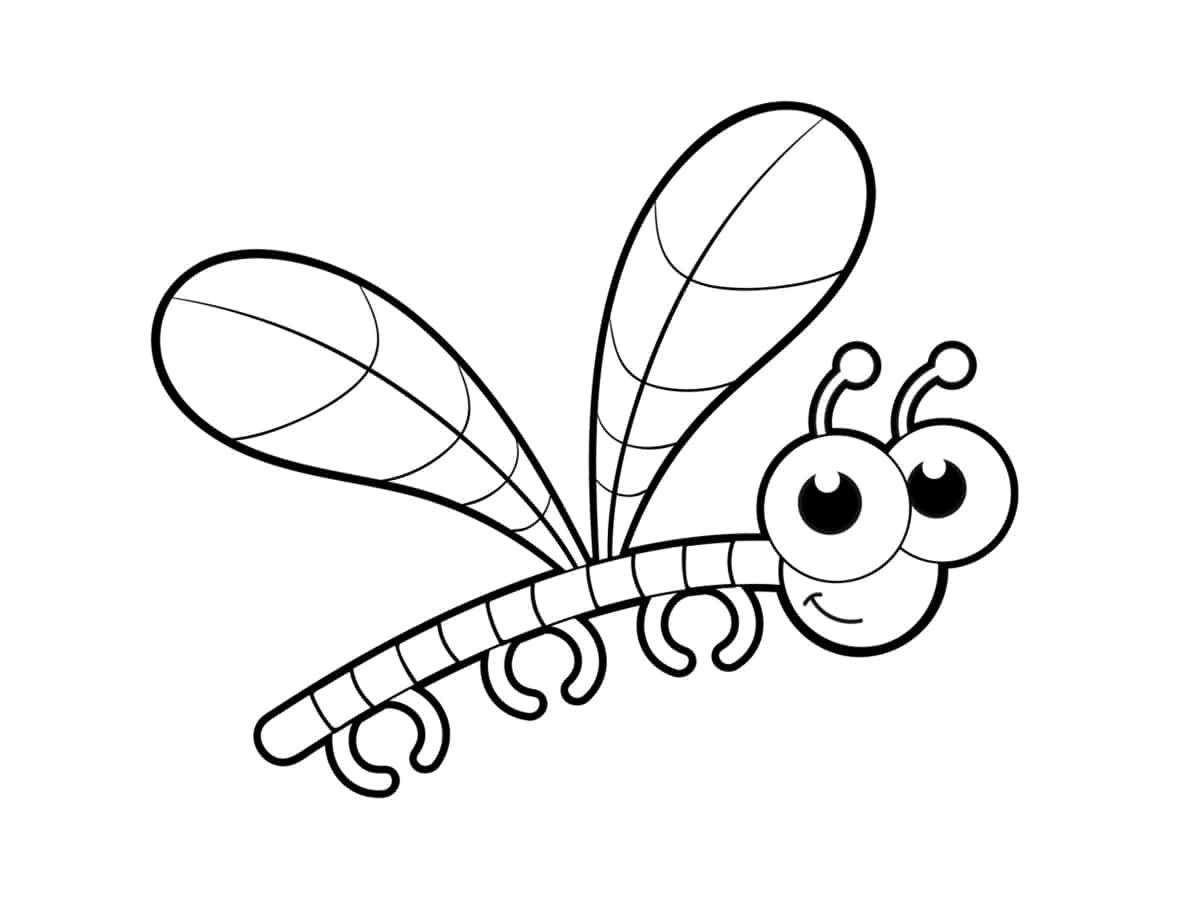 Coloriage Insecte Libellule Adorable Avec De Gros Yeux - Libellule à imprimer
