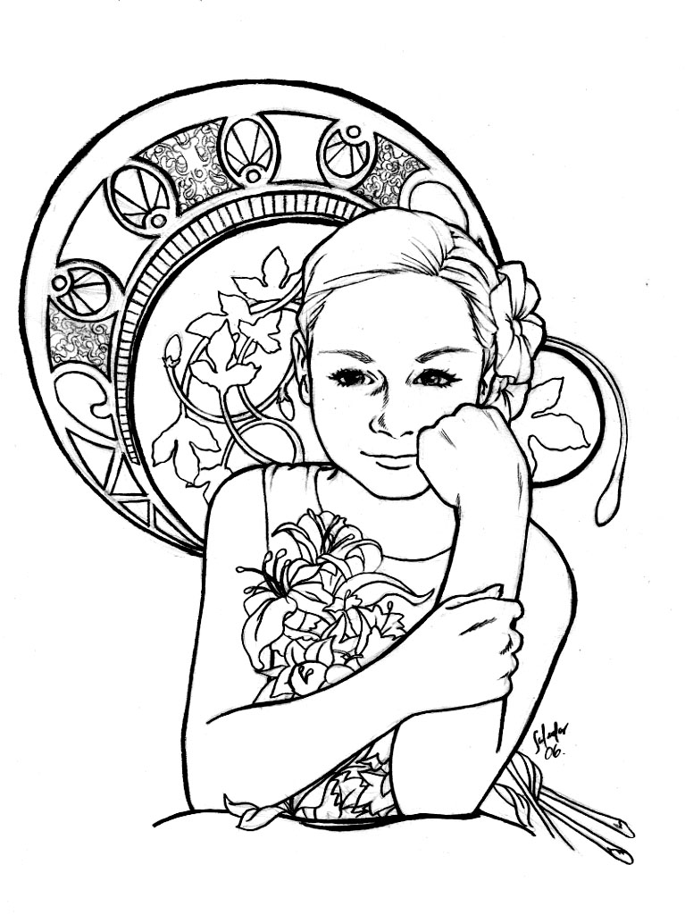 Coloriage Inspiration Art Nouveau - Art à imprimer