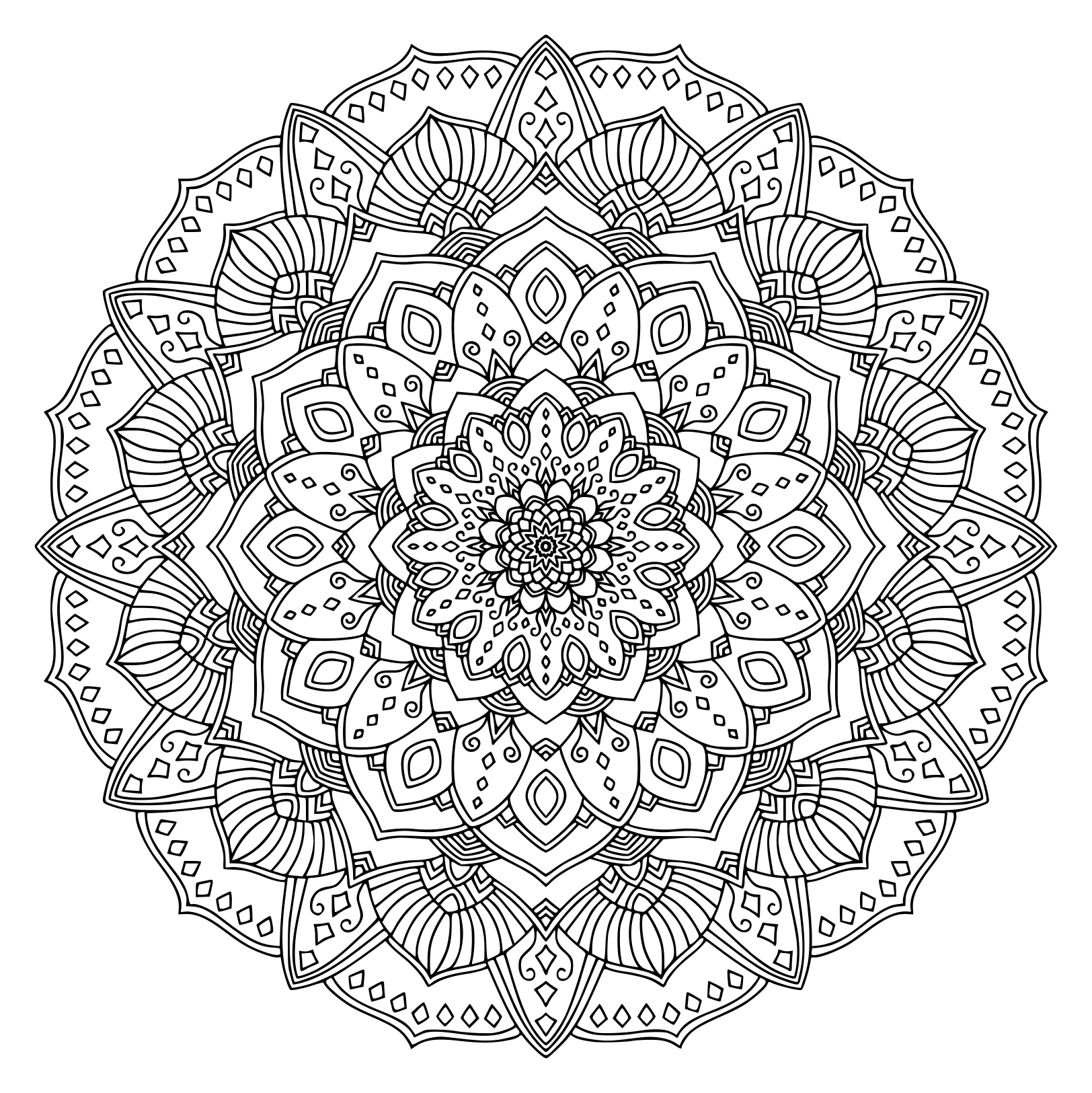 Coloriage Intricate Black Mandala - Mandala à imprimer