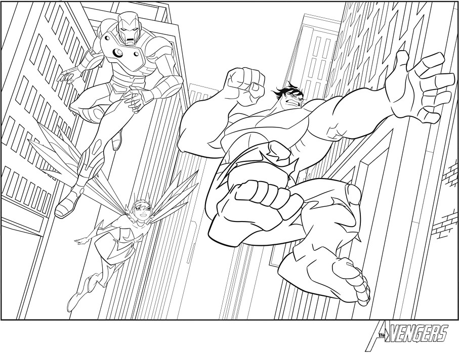 Coloriage Iron Man Avengers Avec Hulk - Iron man à imprimer