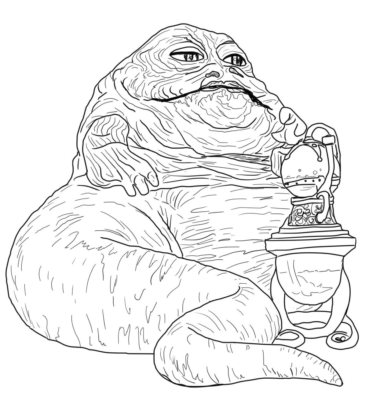 Coloriage Jabba le Hutt du Retour du Jedi - Star wars à imprimer