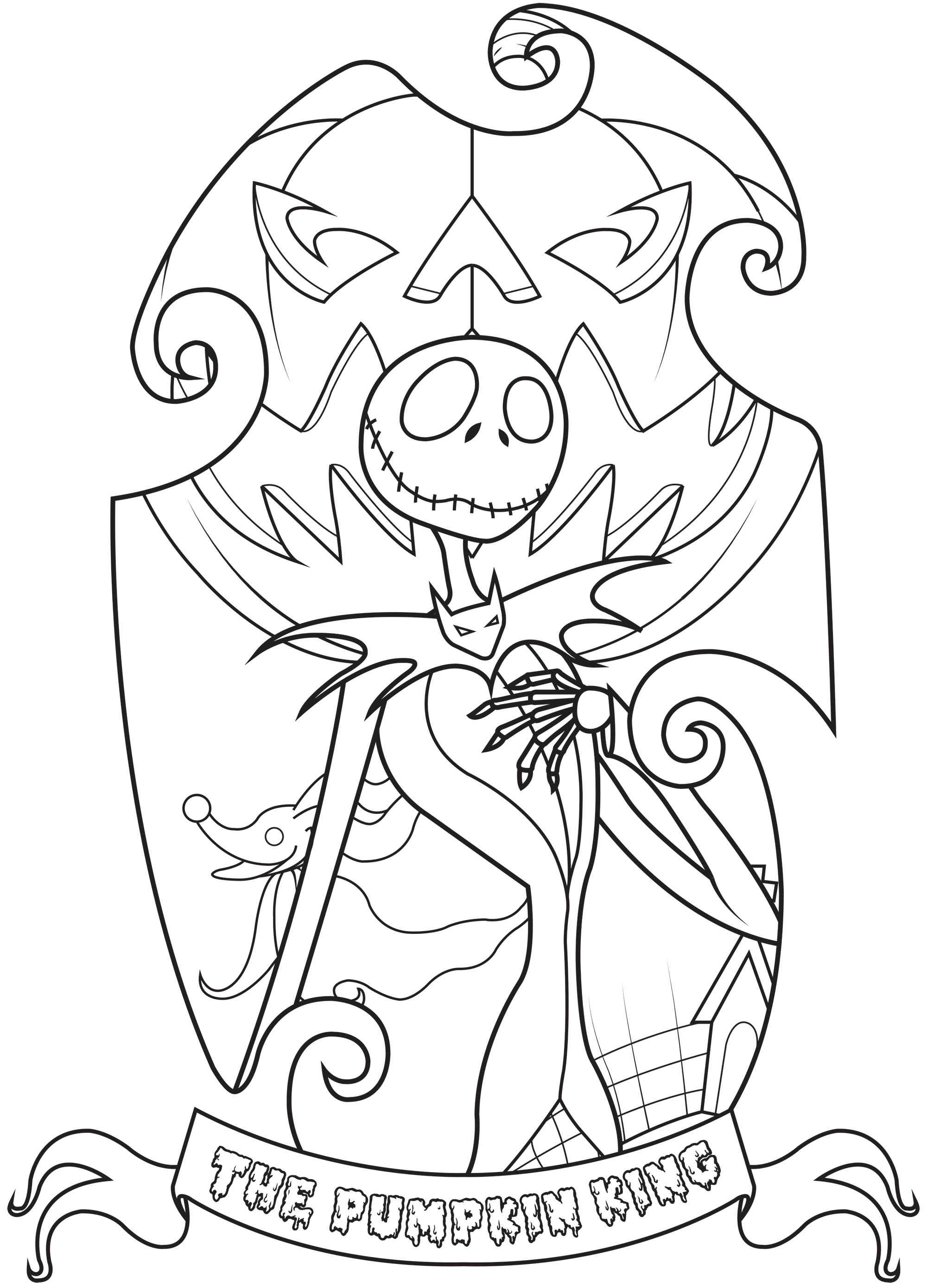 Coloriage Jack Skellington King Of Halloween Town Simple - Monsieur jack à imprimer