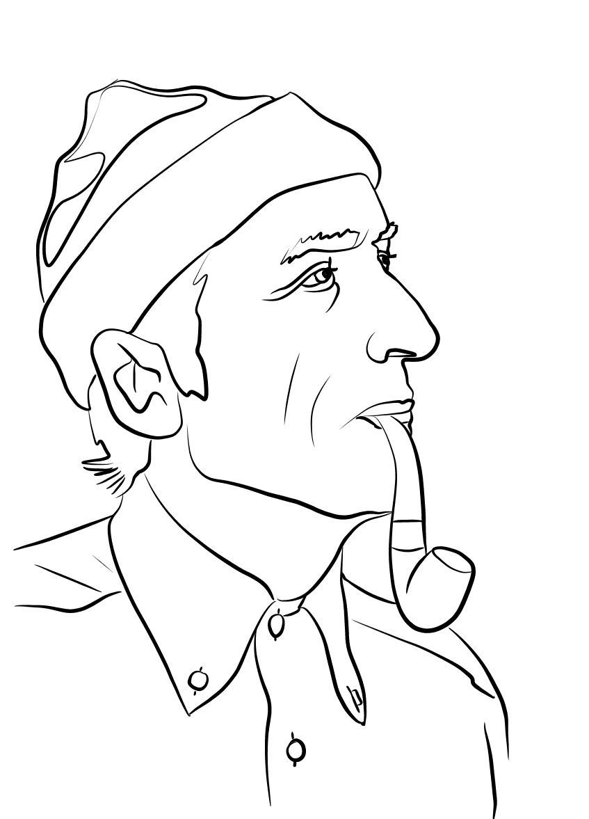 Coloriage Jacques Yves Cousteau - France à imprimer