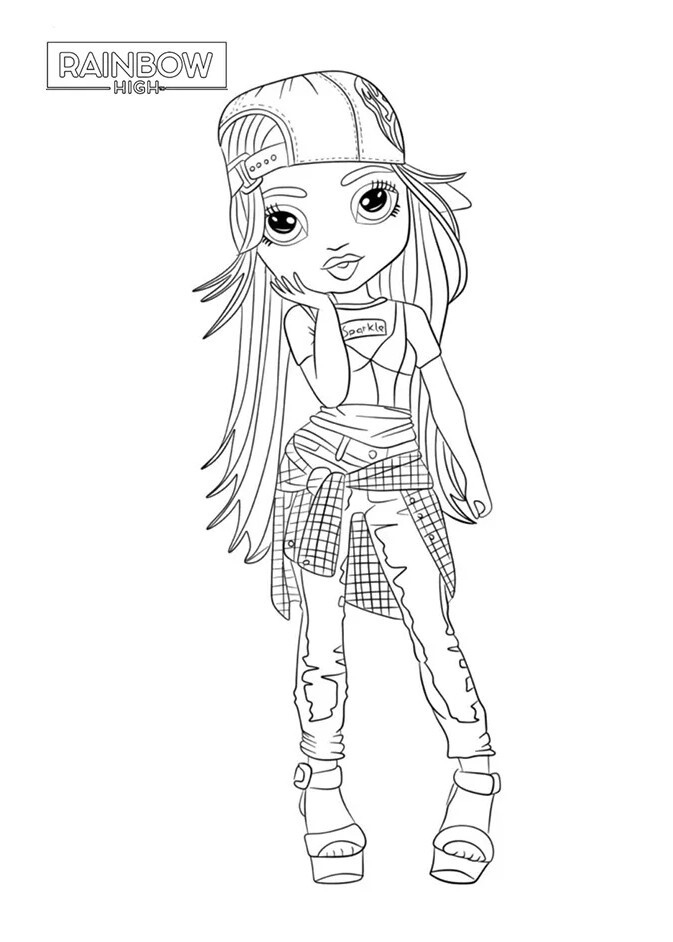 Coloriage Jade Hunter De Rainbow High En Tenue Decontractee - Rainbow high à imprimer
