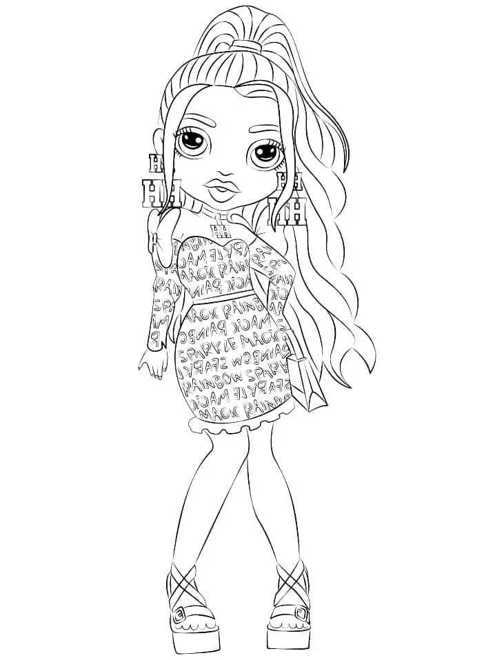 Coloriage Jade Hunter De Rainbow High En Tenue Imprimee - Rainbow high à imprimer