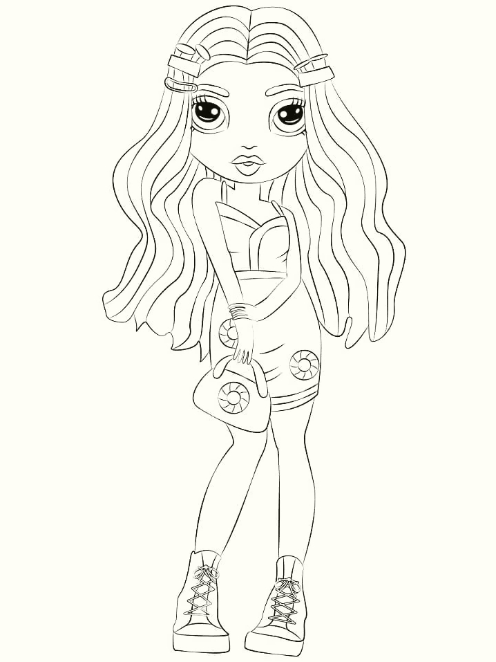 Coloriage Jade Hunter en tenue décontractée Rainbow High - Rainbow high à imprimer