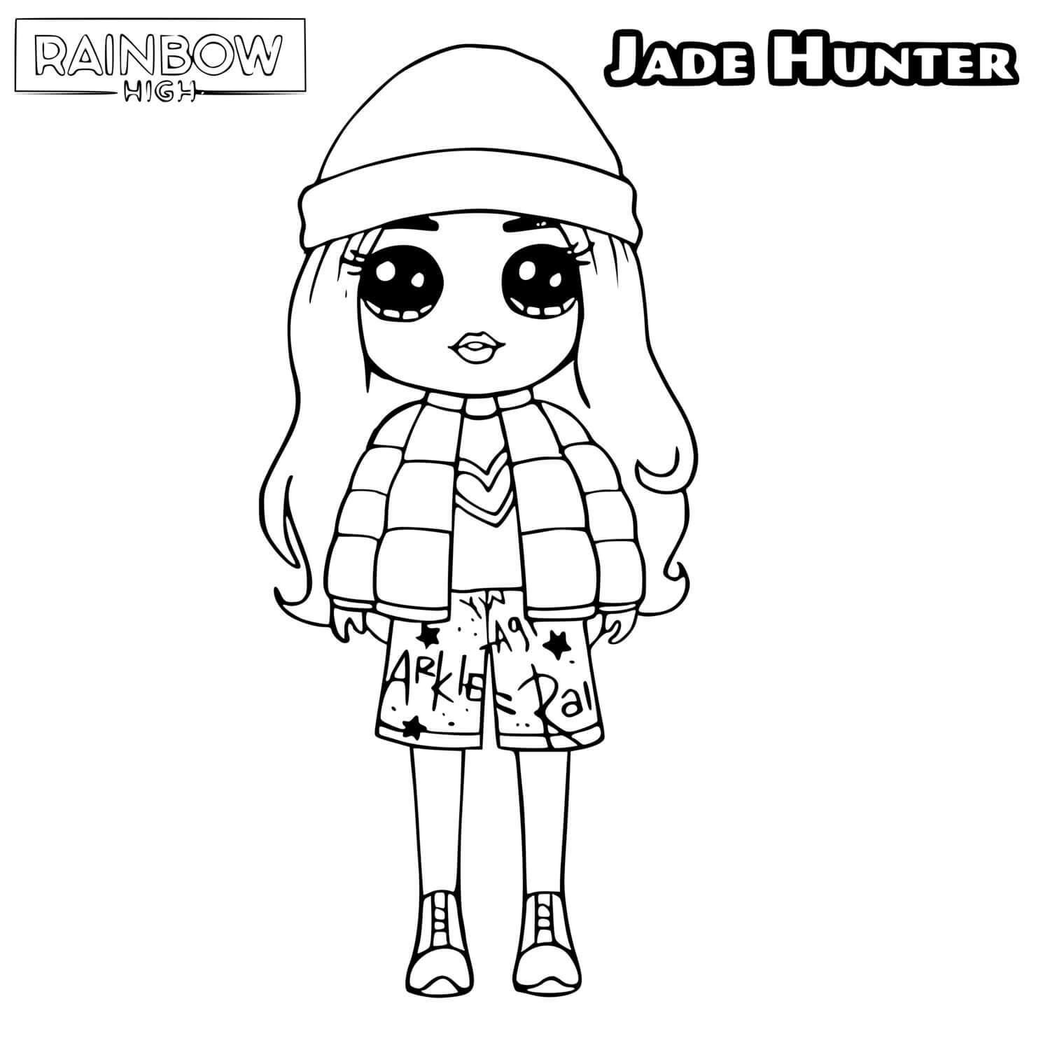 Coloriage Jade Hunter En Tenue Decontractee Rainbow High - Rainbow high à imprimer