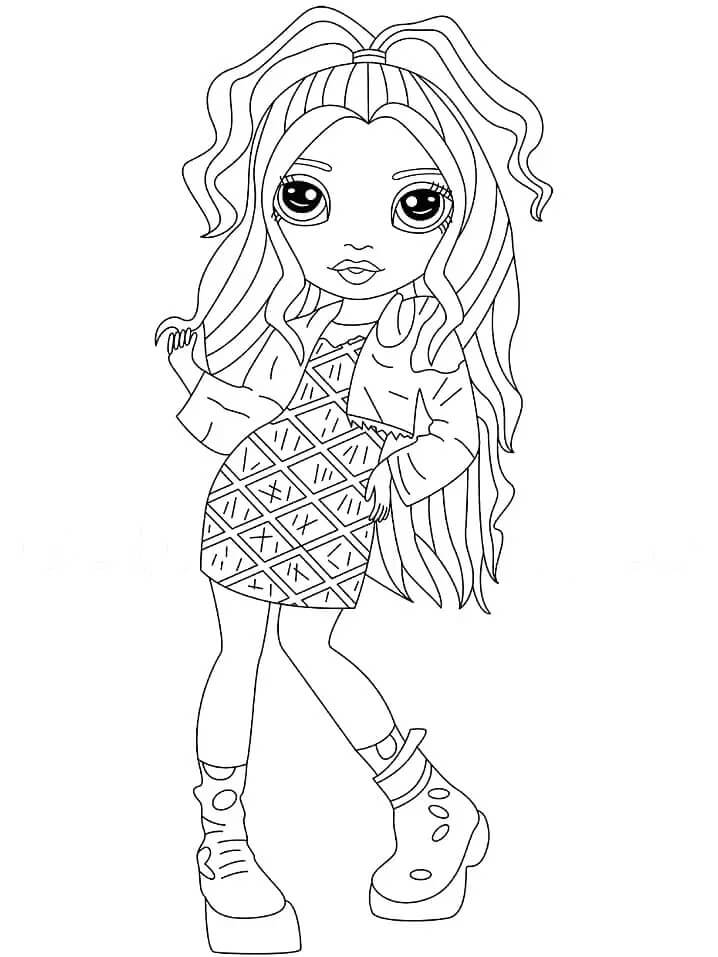 Coloriage Jade Hunter En Tenue Élégante Rainbow High - Rainbow high à imprimer