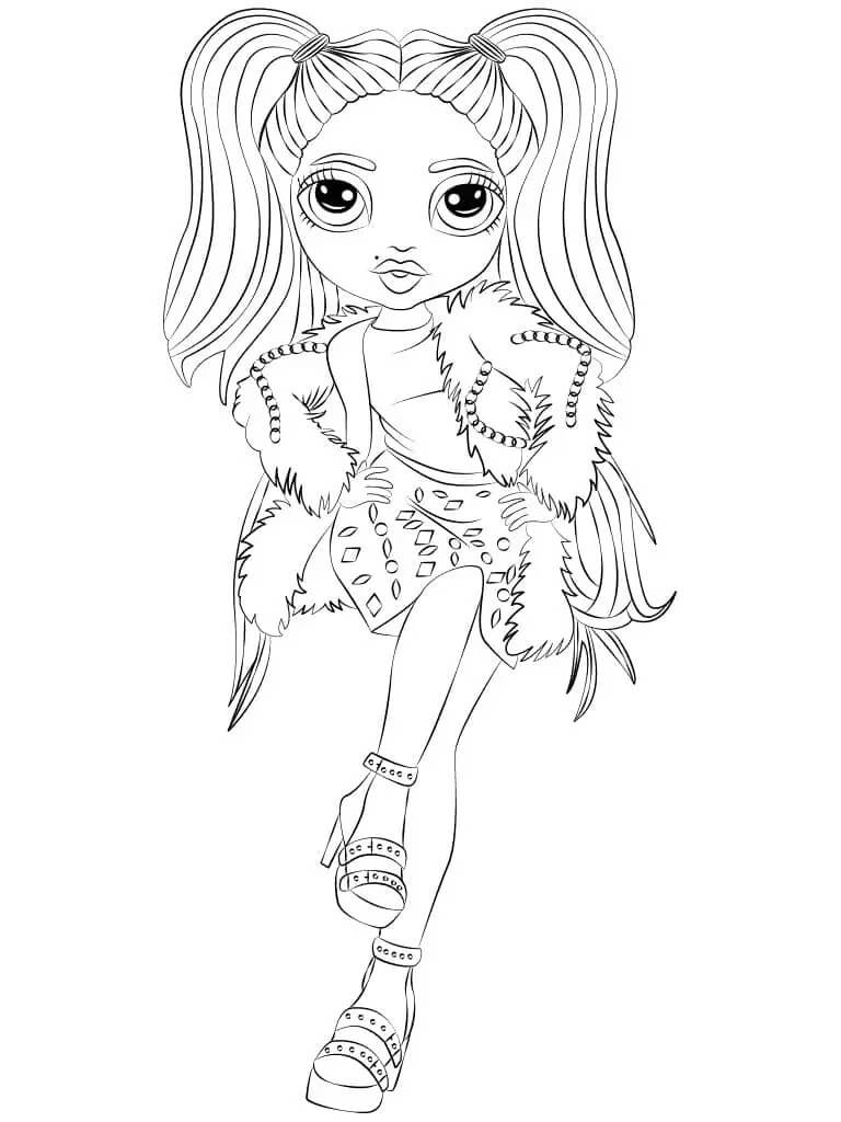 Coloriage Jade Hunter Stylee En Tenue De Mode Audacieuse - Rainbow high à imprimer