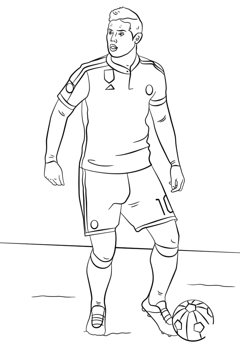 Coloriage James Rodriguez Foot Football - Foot à imprimer