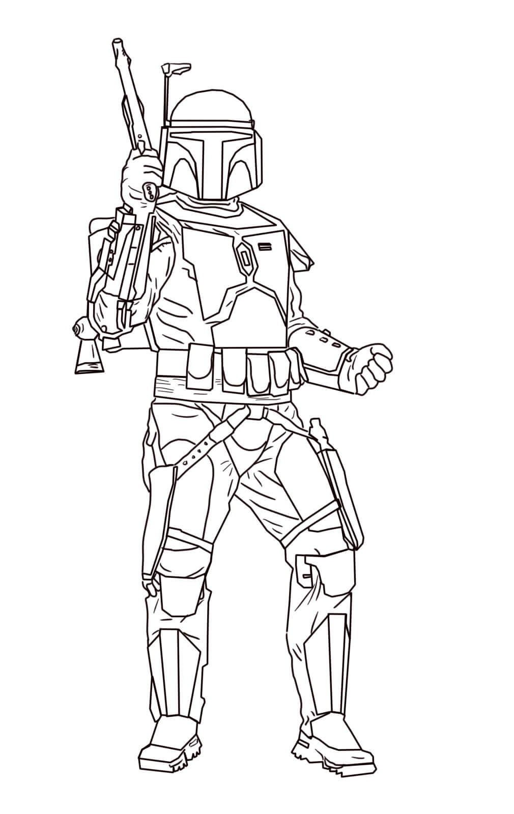 Coloriage Jango Fett de L'Attaque des Clones - Star wars à imprimer