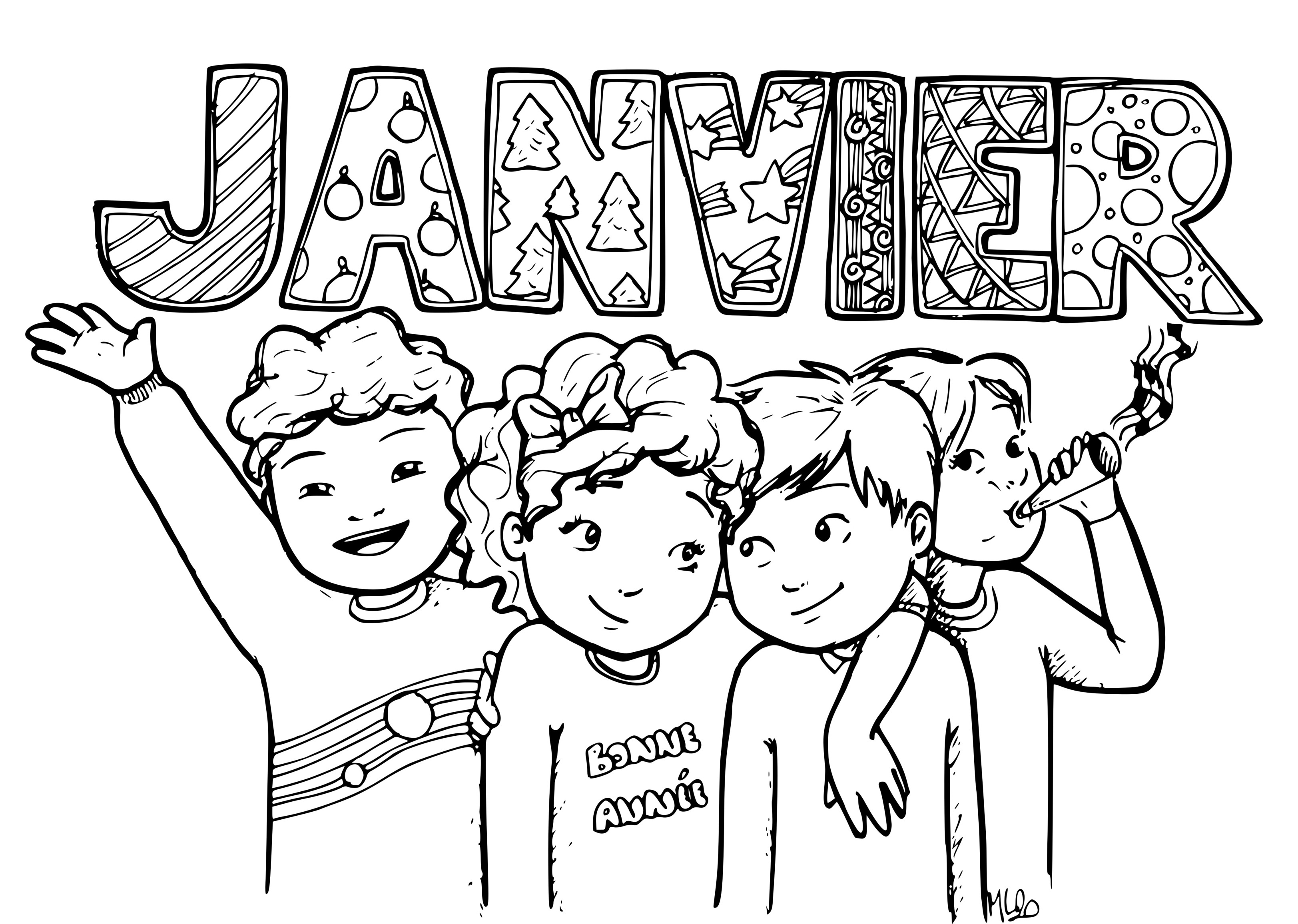 Coloriage Janvier