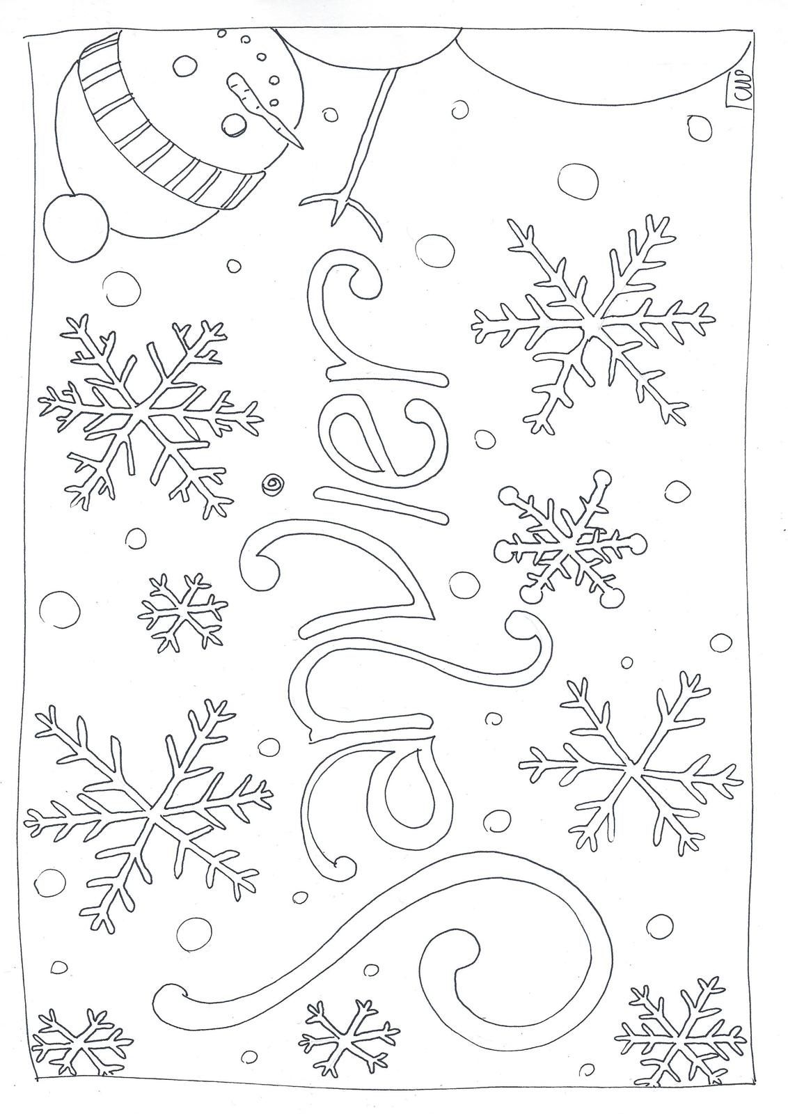 Coloriage Janvier Flocon De Neiges Bonhomme De Neige - Janvier à imprimer