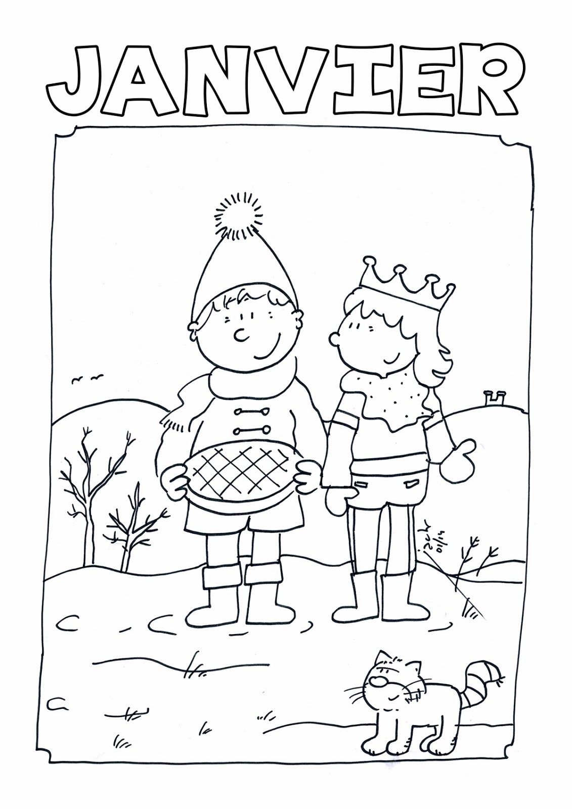 Coloriage Janvier Gs Galette Des Rois - Janvier à imprimer