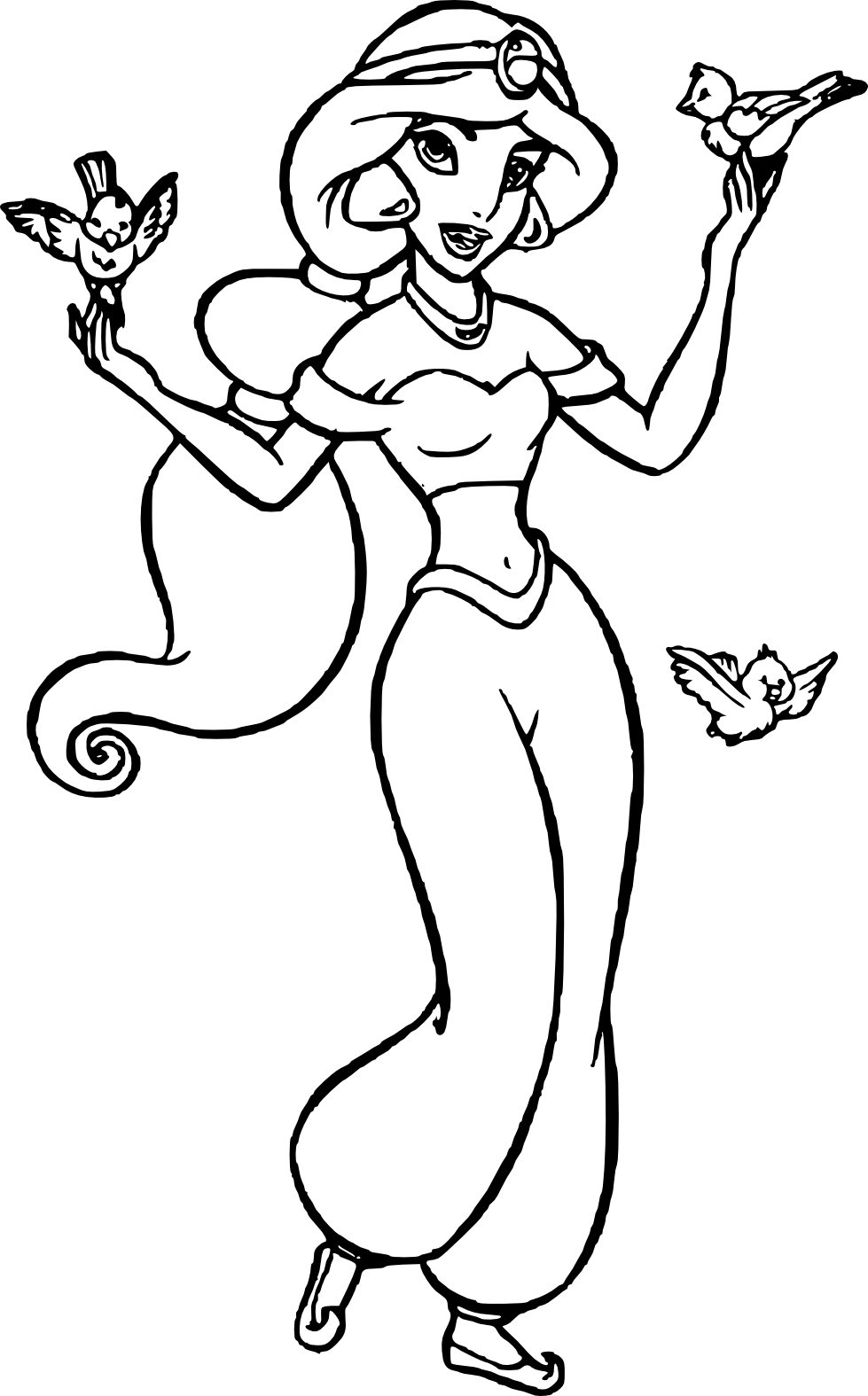 Coloriage Jasmin Femme Courageuse Et Independante Dans Univers De Aladdin Disney - Alphabet disney à imprimer