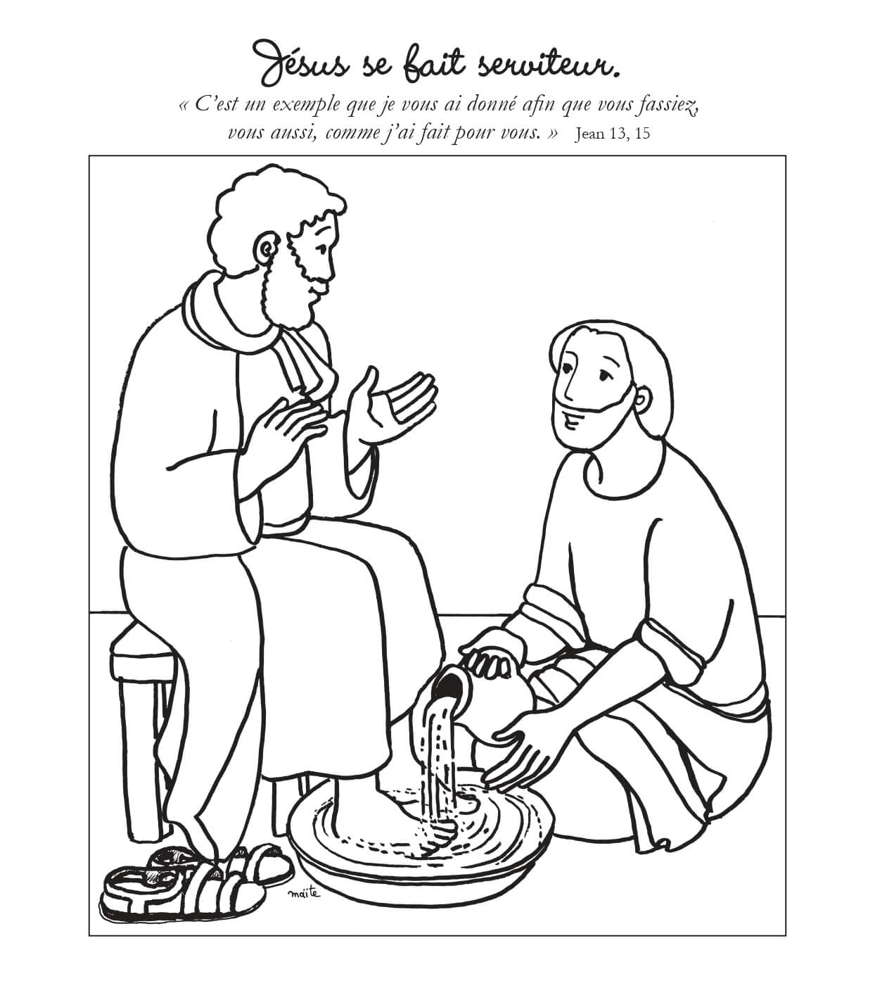 Coloriage Jesus Se Fait Serviteur - Jésus à imprimer