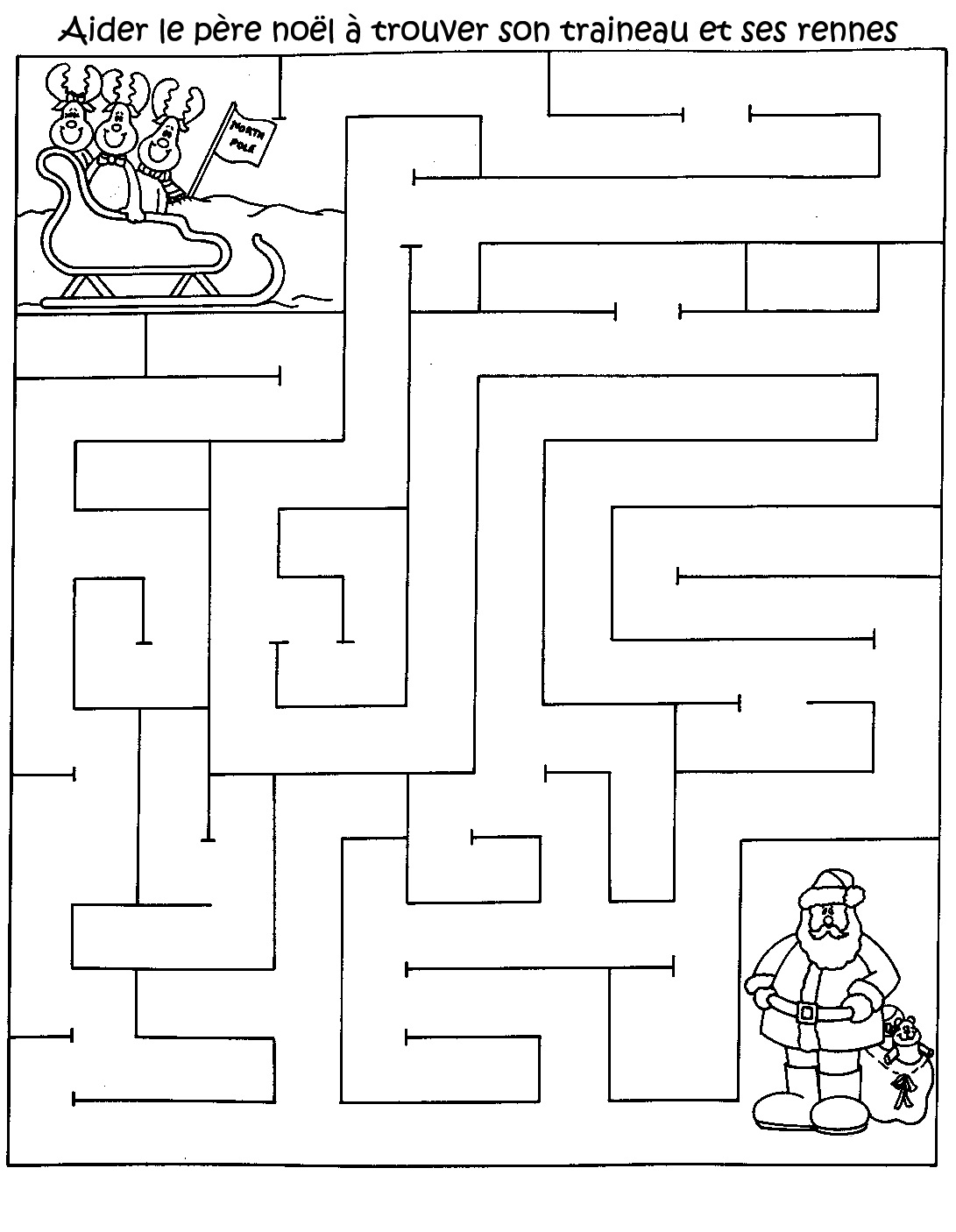 Coloriage Jeu Père Noël Labyrinthe Noël Gratuit Imprimer - Jeux à imprimer à imprimer