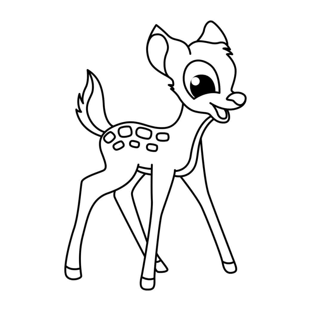 Coloriage Jeune Cerf Souriante Mignon - Noël à imprimer