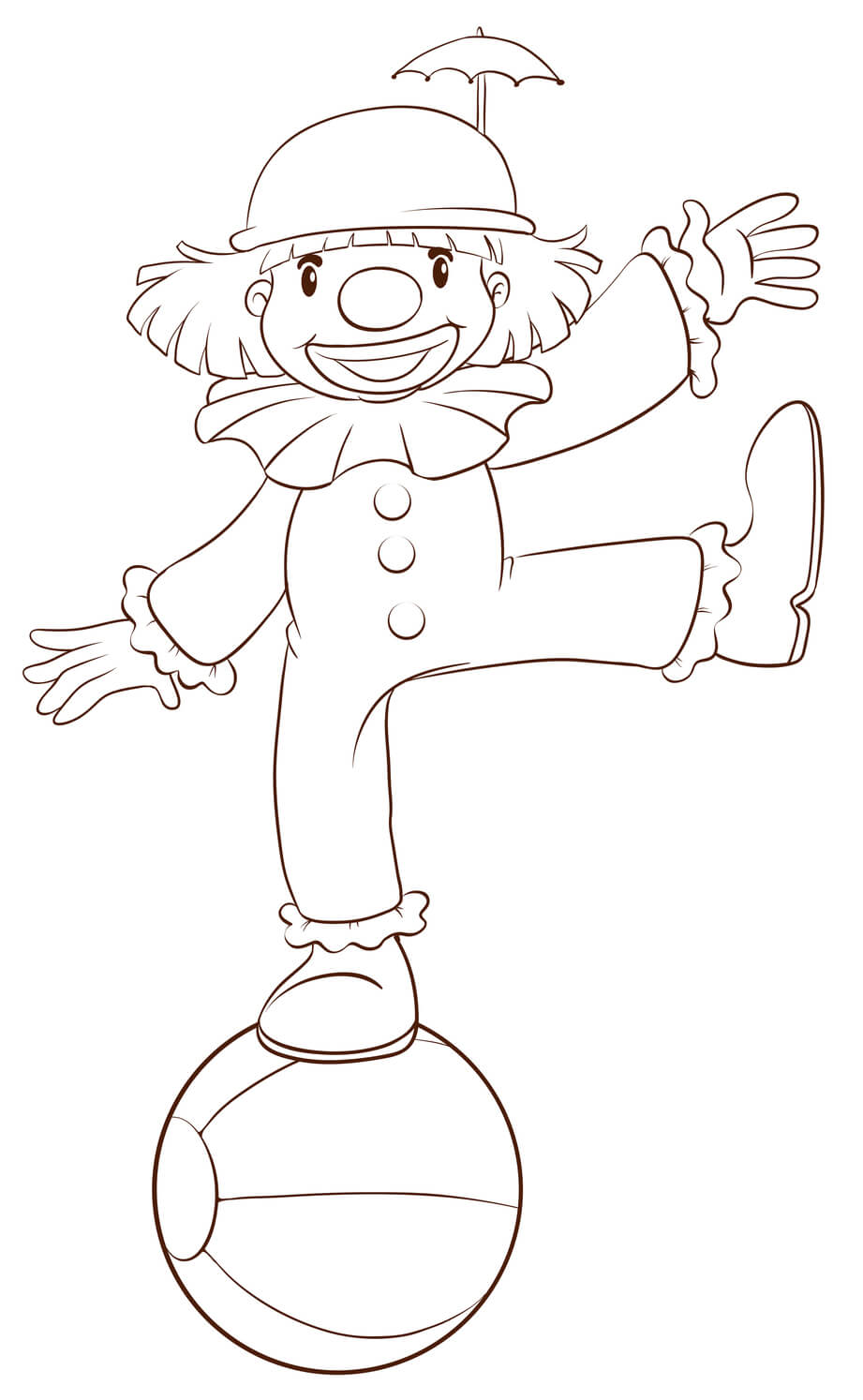 Coloriage Jeune Clown Sur Un Balon - Clown à imprimer
