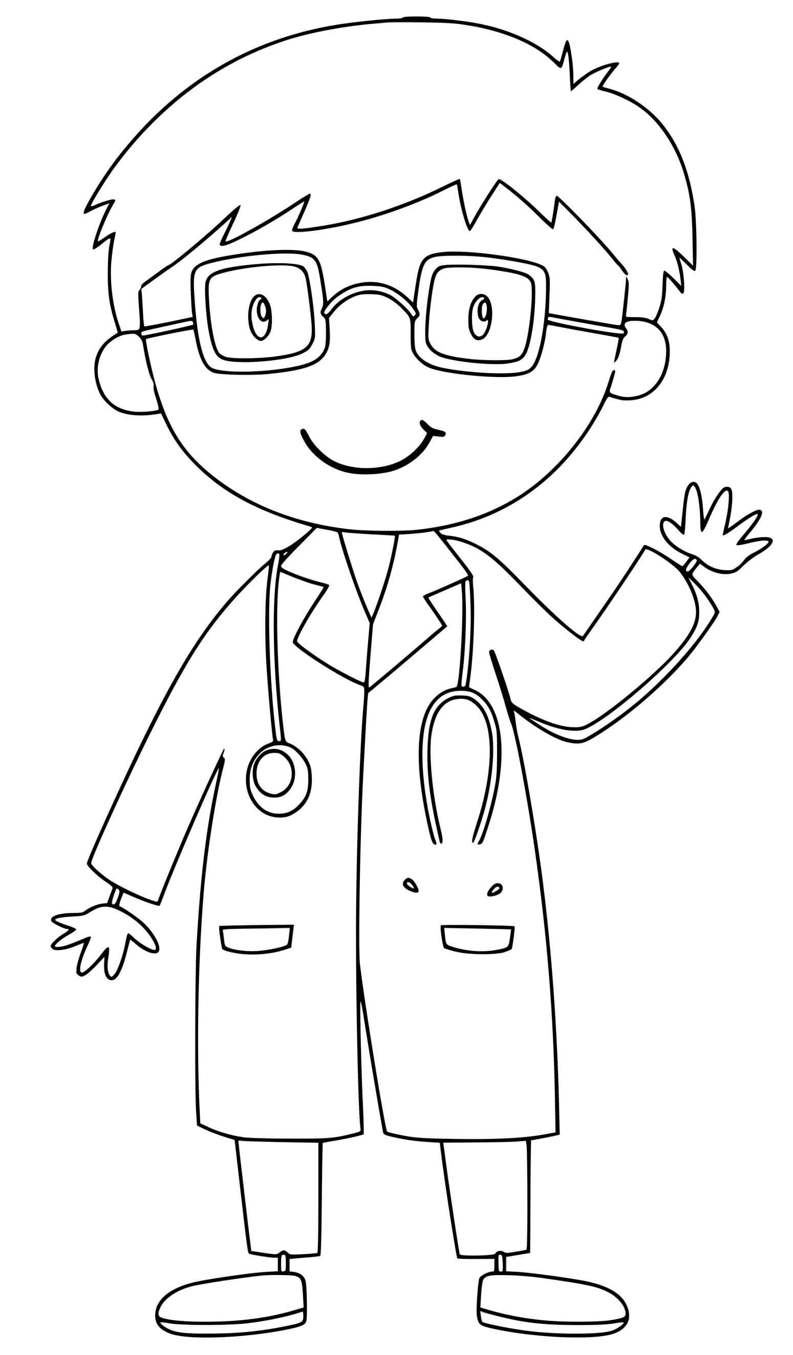 Coloriage Jeune Docteur - Docteur médecin à imprimer