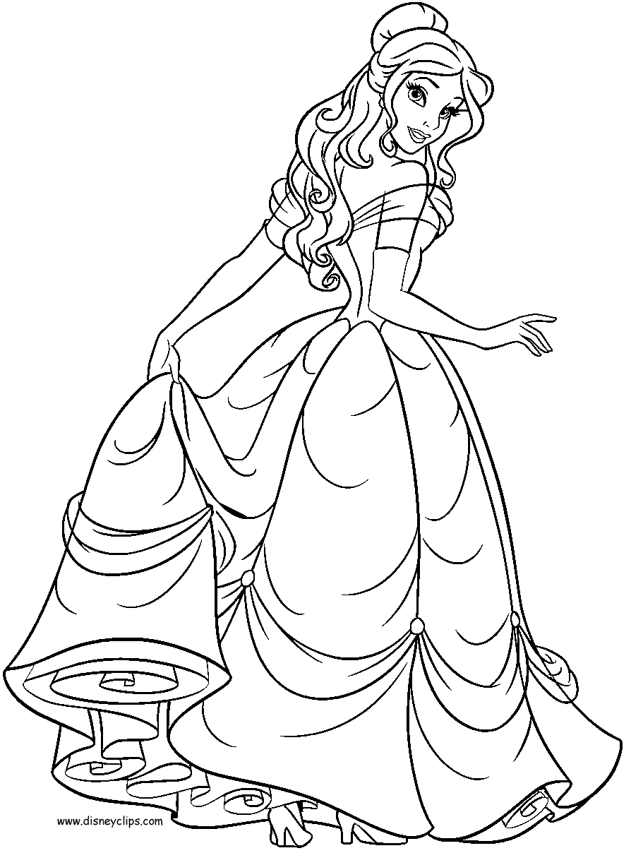 Coloriage Jeune Femme La Belle - La Belle et la Bête à imprimer