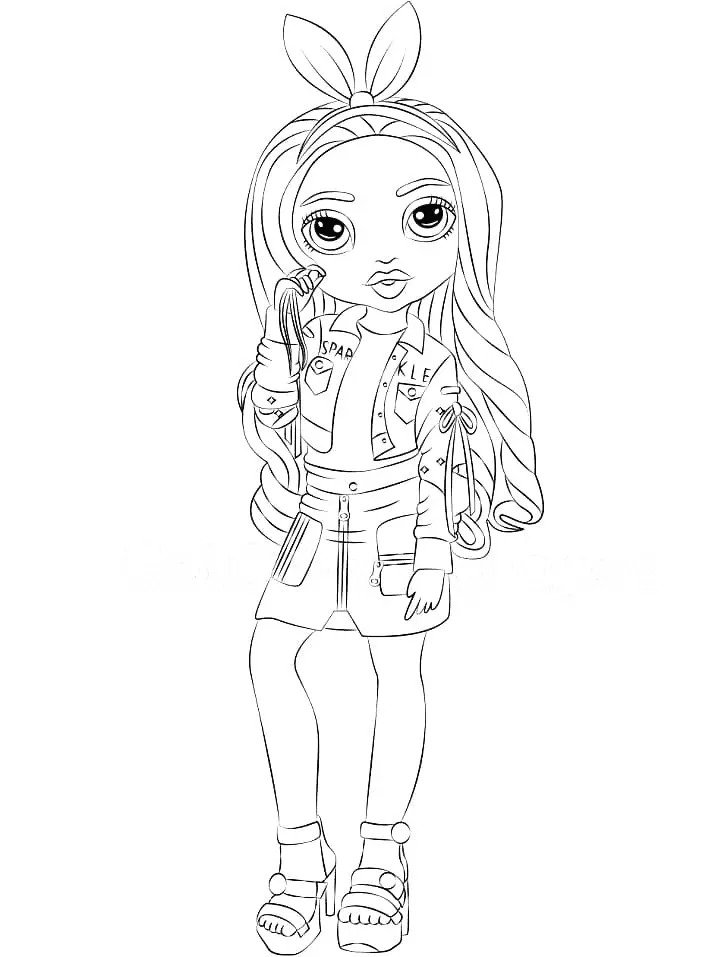 Coloriage Jeune Fille Avec Jupe Et Veste Tenant Une Sucette - Rainbow high à imprimer