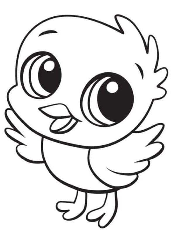 Coloriage Jeune Poussin Kawaii - Poussin à imprimer