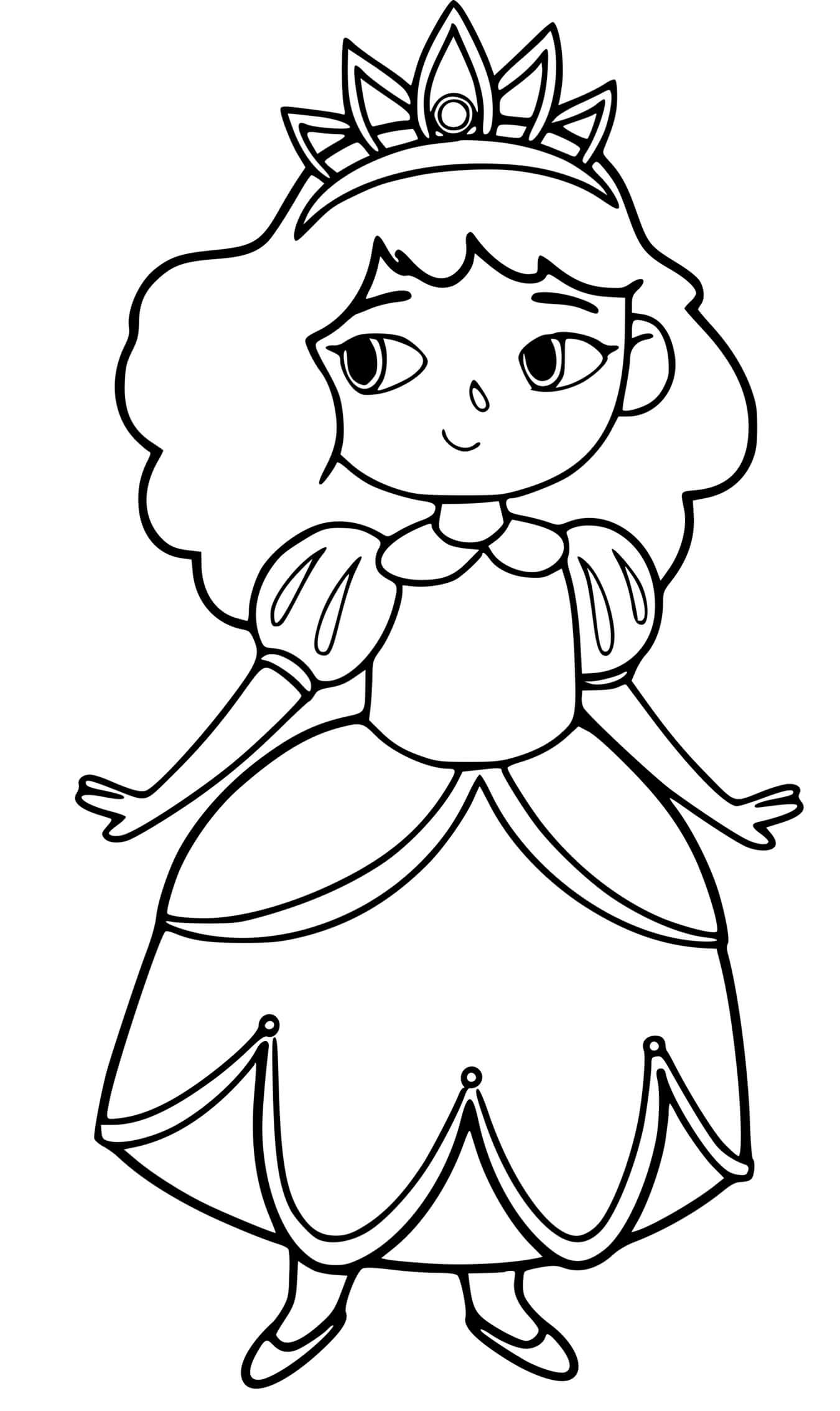 Coloriage Jeune Princesse Timide Cp Facile - Princesse à imprimer