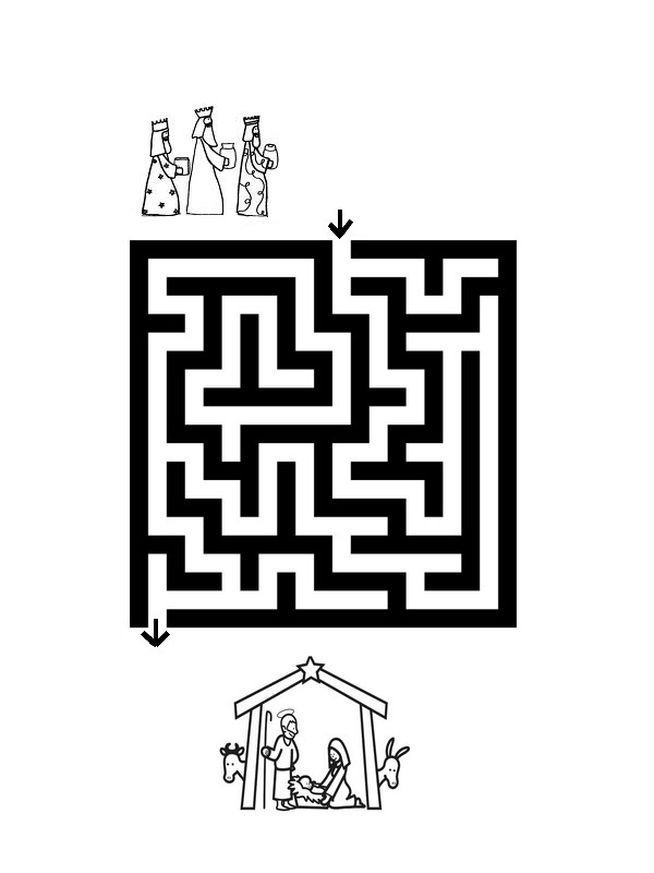 Coloriage Labyrinthe hivernal de Noël - Jeux à imprimer à imprimer