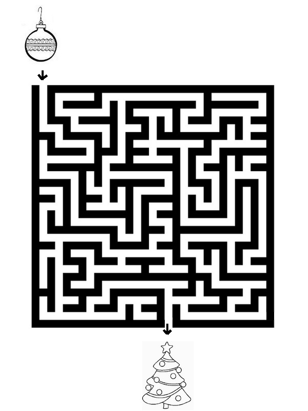 Coloriage Labyrinthe de Noël : Chemin festif à explorer - Jeux à imprimer à imprimer