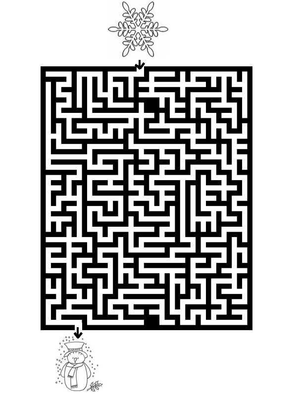 Coloriage Labyrinthe de Noël : Énigme festive à résoudre - Jeux à imprimer à imprimer