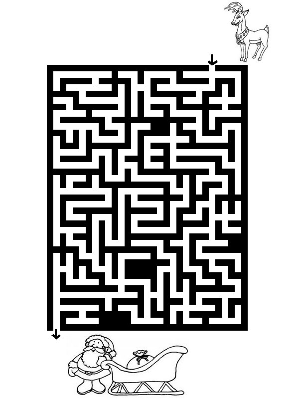 Coloriage Parcours festif du Père Noël en traîneau - Jeux à imprimer à imprimer