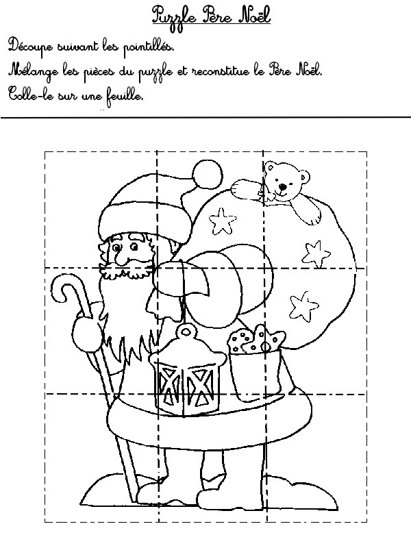 Coloriage Puzzle du Père Noël festif - Jeux à imprimer à imprimer
