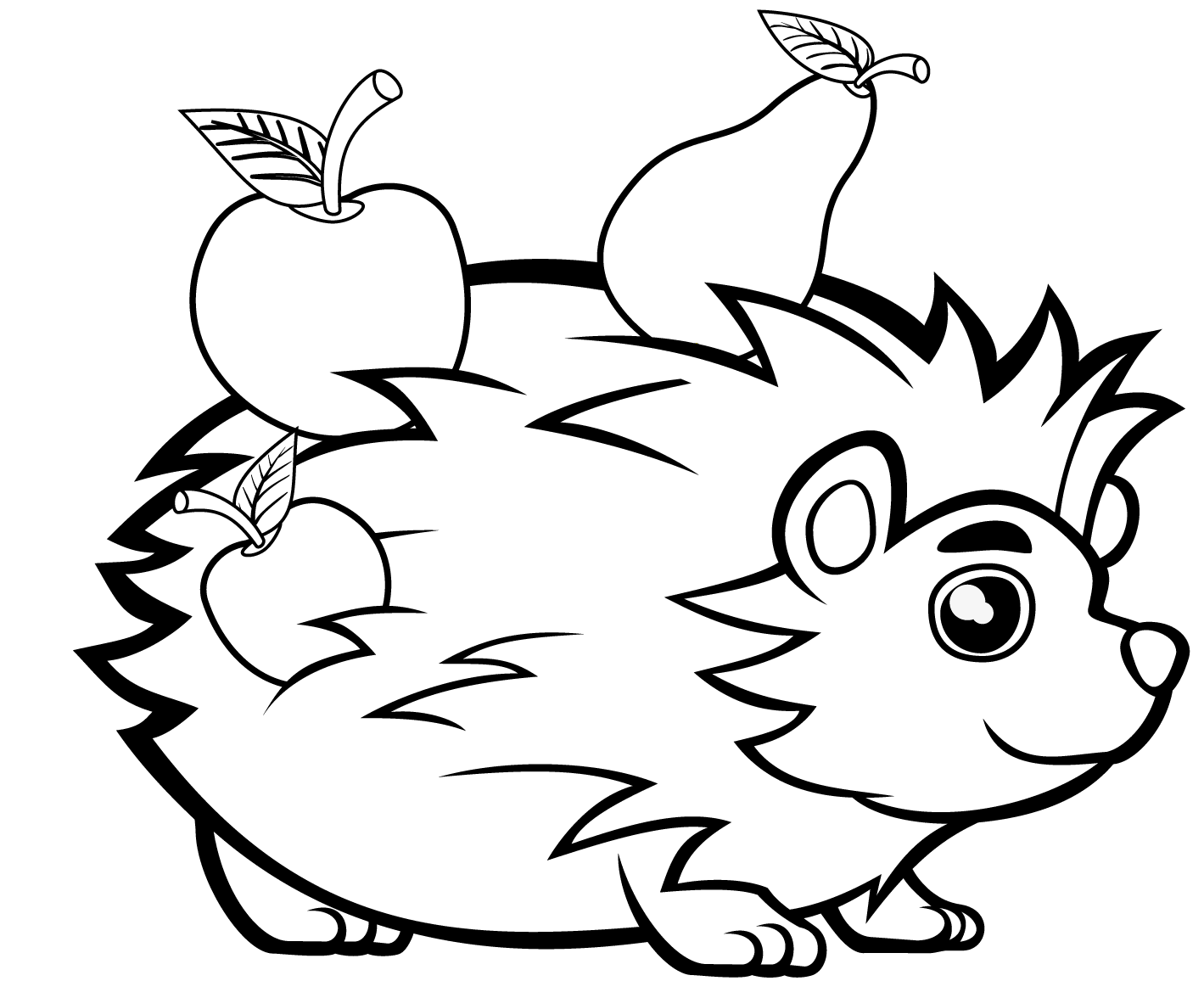 Coloriage Joli Hérisson Avec Des Fruits Animal De Compagnie - Hérisson à imprimer