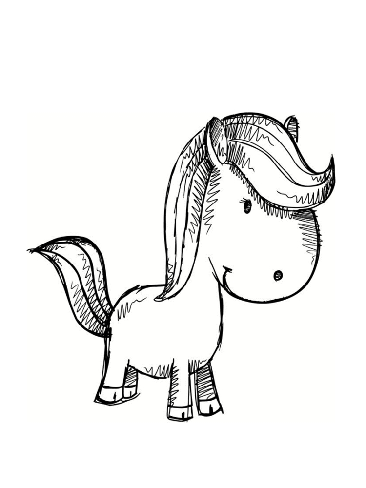 Coloriage Joli Poney Simple - Poney à imprimer