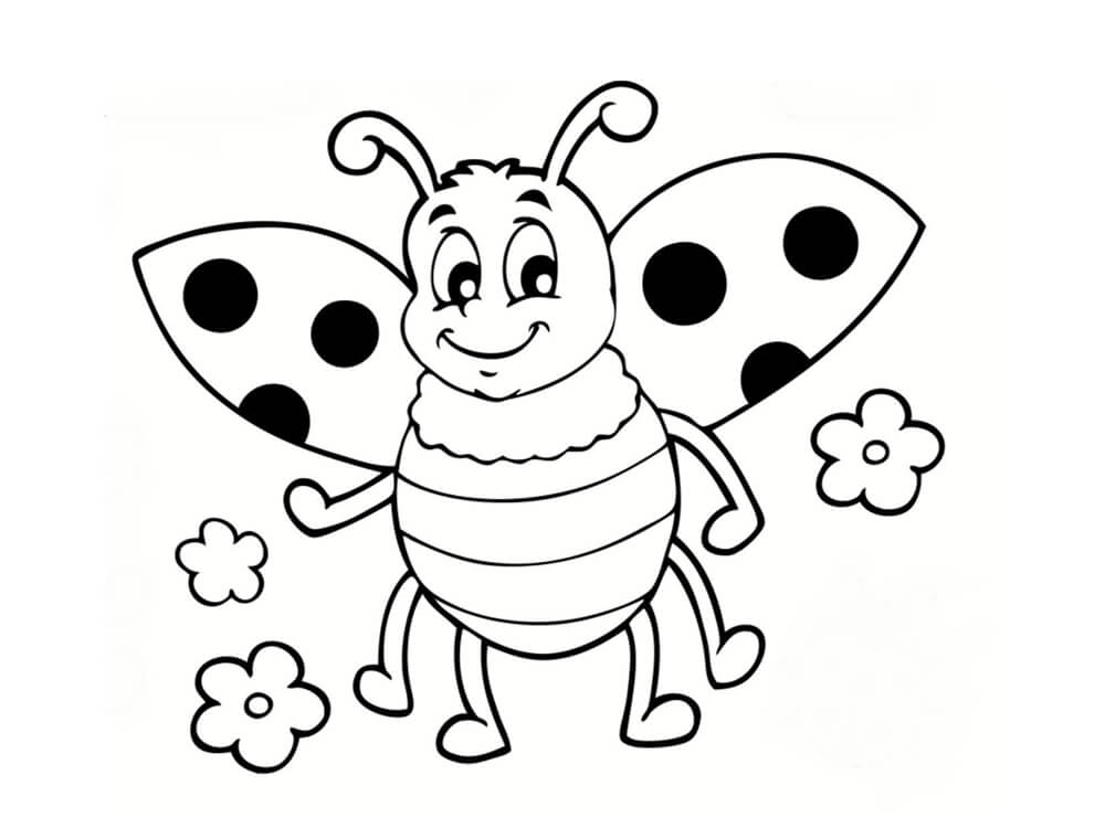 Coloriage Jolie Insecte Coccinelle Maternelle Facile - Coccinelle à imprimer