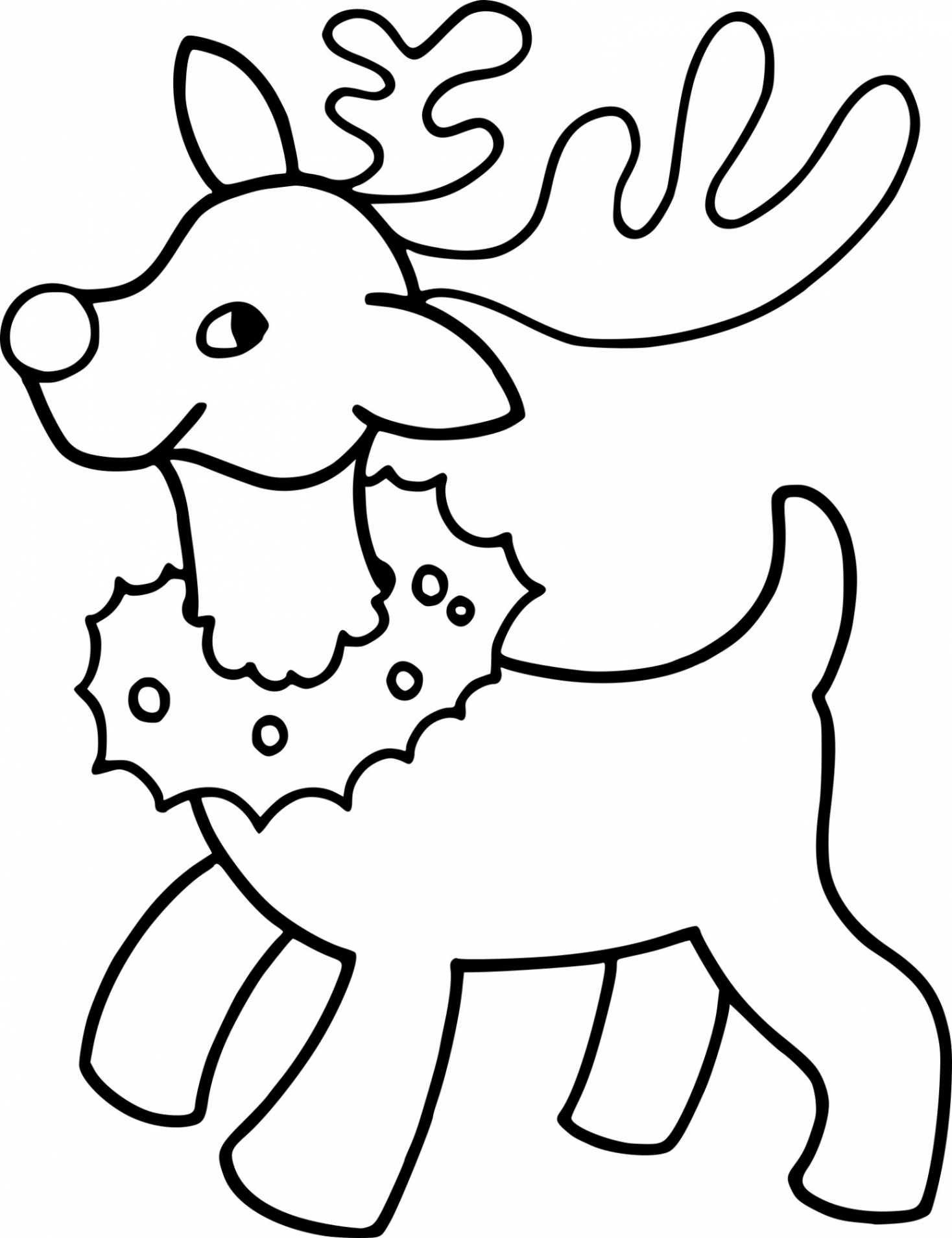 Coloriage Jolie Renne De Noël - Renne de Noël à imprimer