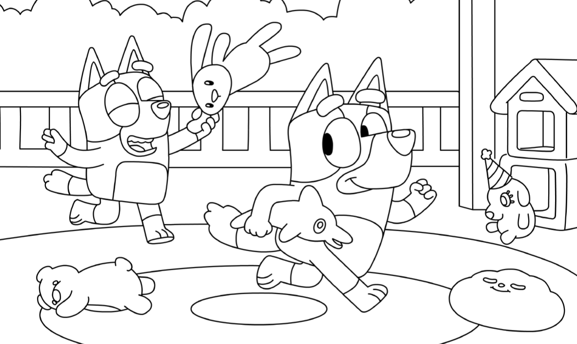 Coloriage Jouer Avec Bluey - Bluey à imprimer