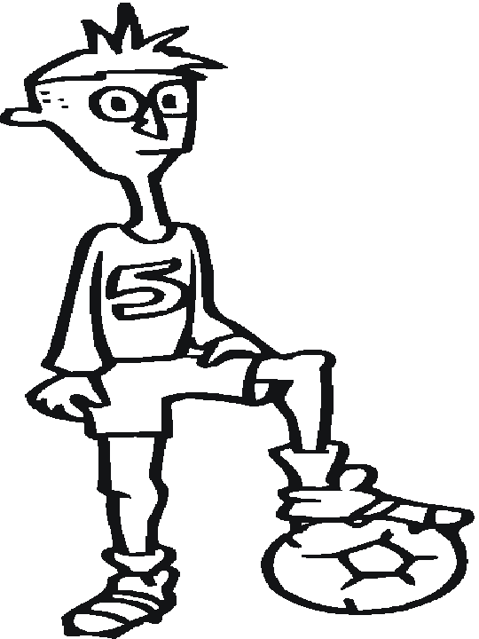 Coloriage Joueur Avec Son Pied Sur La Balle - Football à imprimer