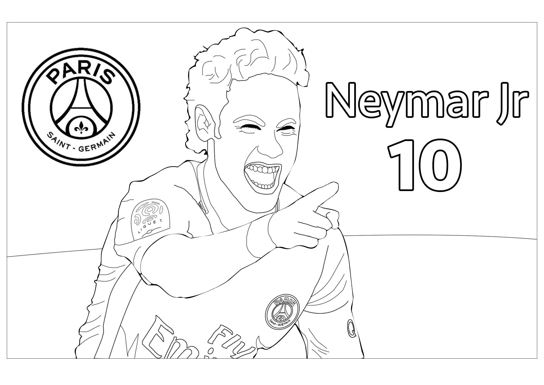Coloriage Joueur De Foot Neymar Jr Psg - Foot à imprimer