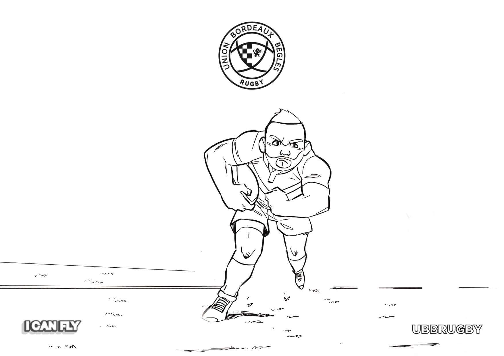 Coloriage Joueur De Rugby Defend Bien Son Balon - Rugby à imprimer