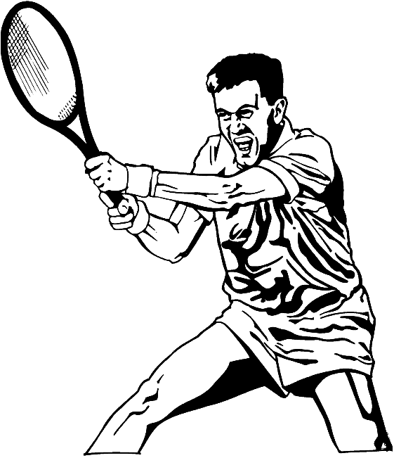 Coloriage Joueur De Tennis En Action - Tennis à imprimer
