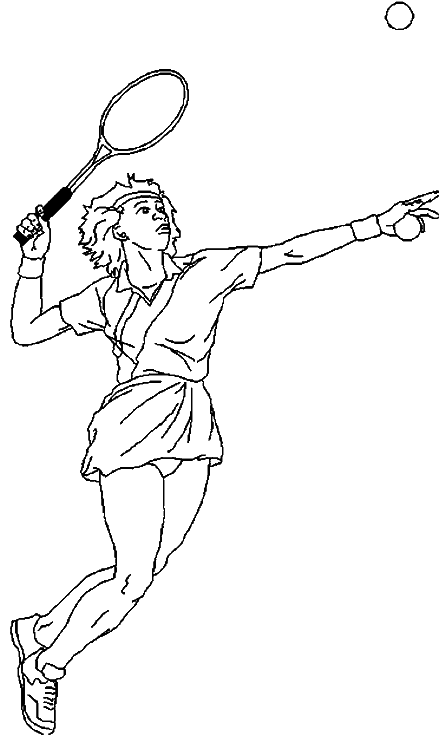 Coloriage Joueuse De Tennis Au Service - Tennis à imprimer