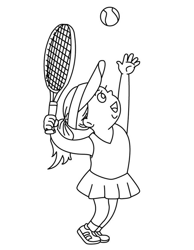 Coloriage Joueuse Tennis Fille Raquette - Tennis à imprimer