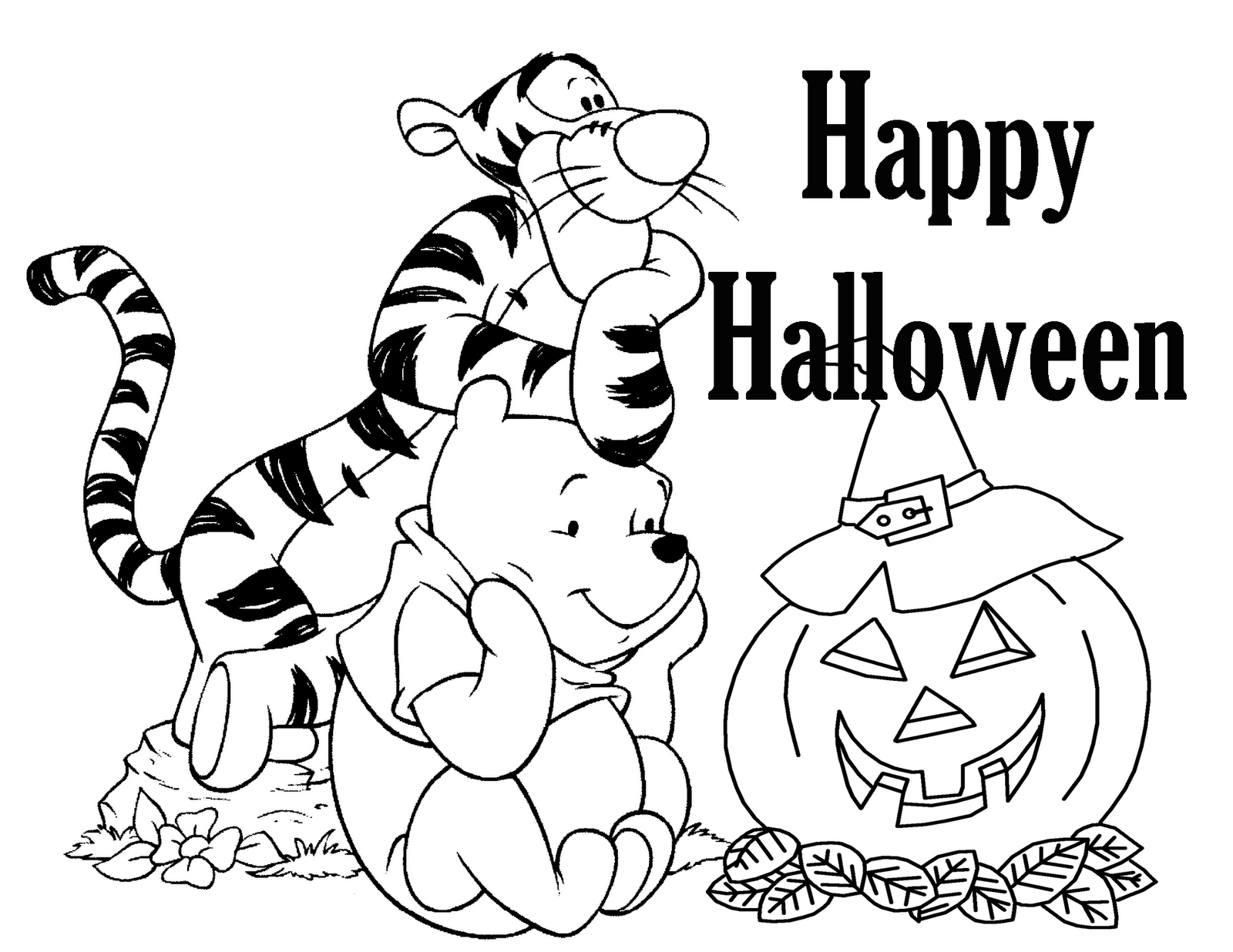Coloriage Tigrou et Winnie l'Ourson Halloween - Halloween à imprimer